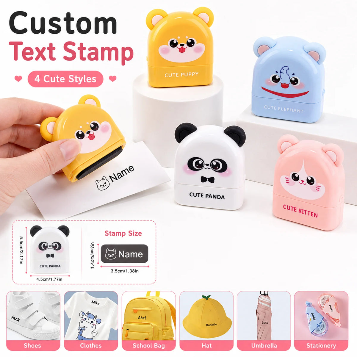 Personalized Name Stamp – Waterproof Self-Inking Clothing Label Stamp for Kids