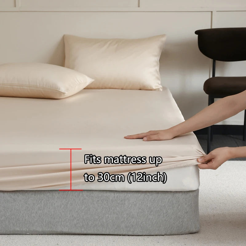 Mulberry Silk Fitted Bed Sheet with Elastic Bands Luxury Mattress Cover Single Double King Queen Size Bed Cover 100/140/200/220