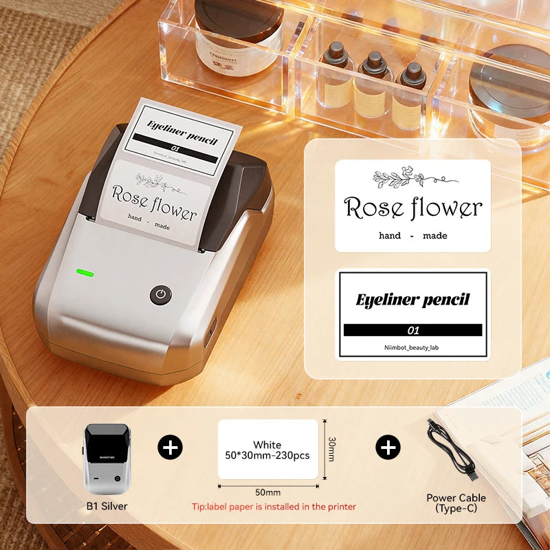 NIIMBOT B1 Portable Thermal Printer With Tapes 2 Inch Adhesive Label Printer Mini Bluetooth Sticker Maker Support Smartphones PC