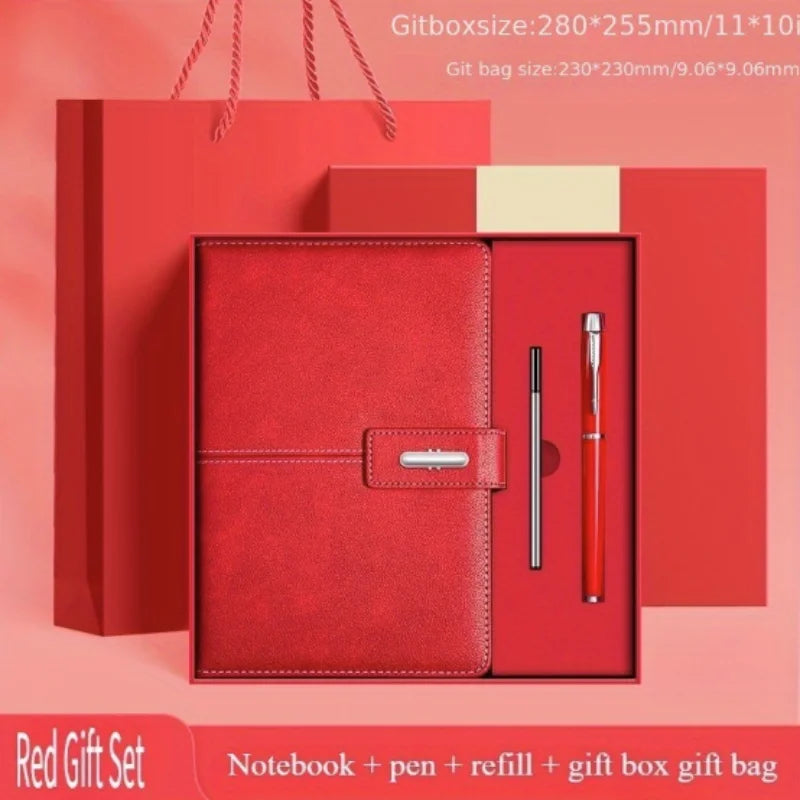 Vintage A5 Leather Notebook with Personalized Soft Cover Journal for Business Meetings College Life Ideal Gift Box Set
