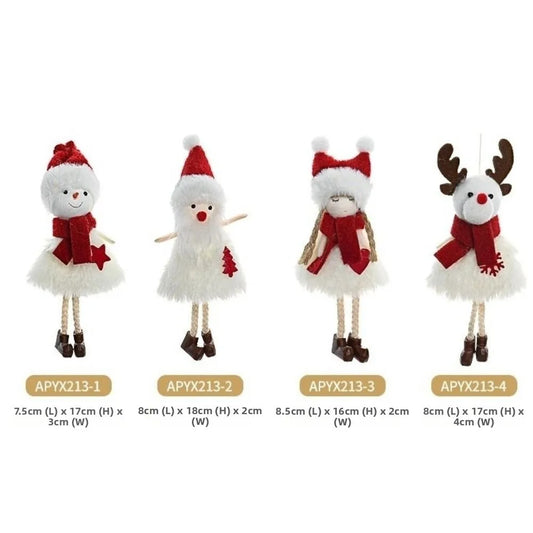 Elk Pattern Christmas Plush Doll Angel Doll Hanging Hanging Plush Ornament Snowman Pattern Cute Style Christmas Hanging Doll