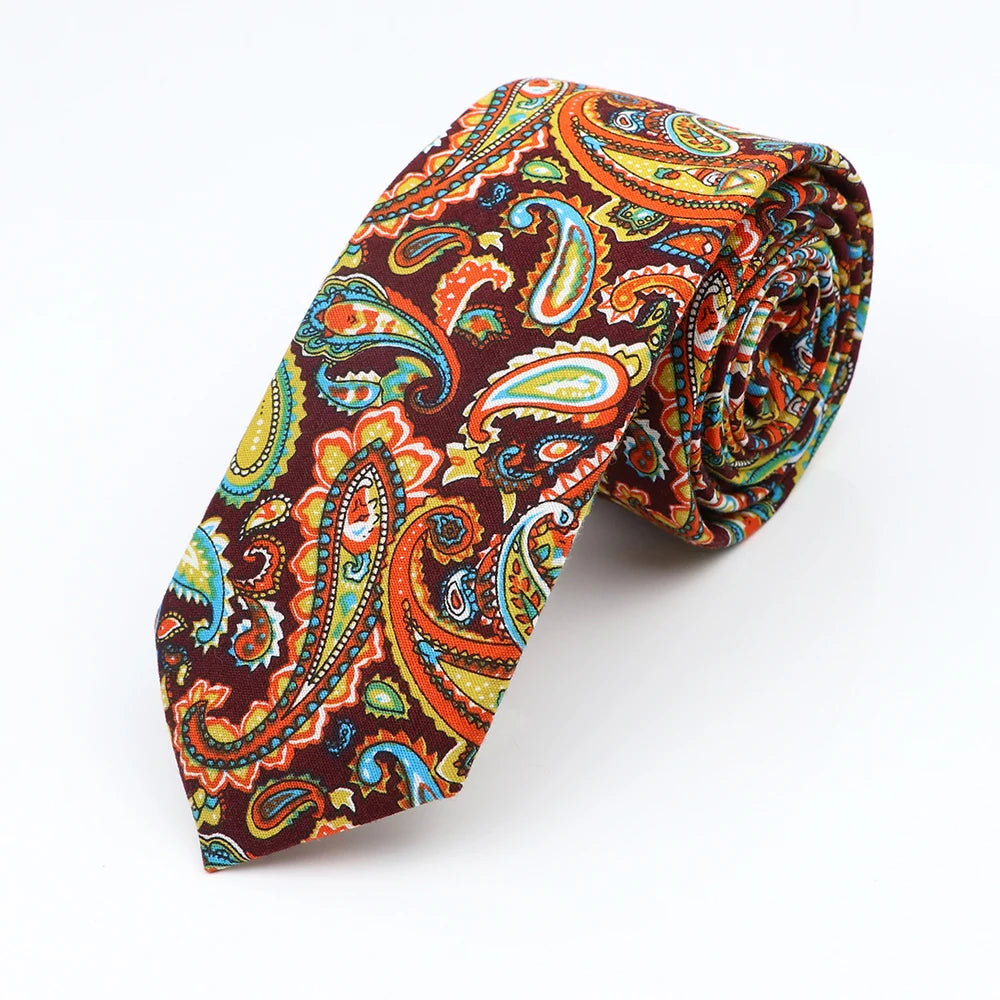 New Floral Elegant Tie For Men Women 100% Cotton Beautiful Flower Paisley Necktie Narrow Skinny Cravat Wedding Casual Corbatas