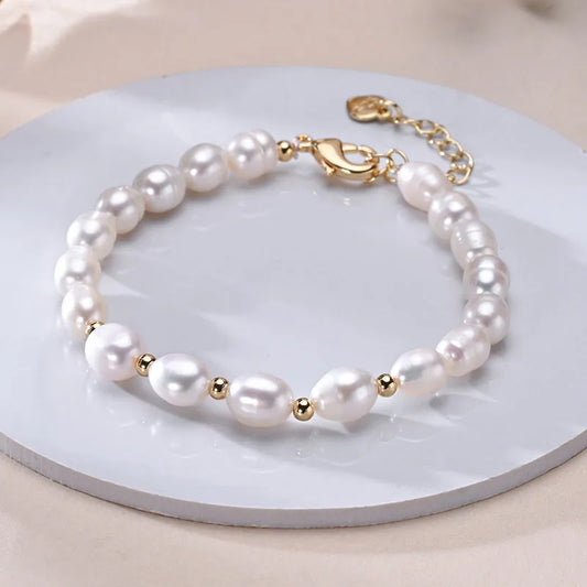 Natural Freshwater Pearls Multicolored Bracelet Golden Small Beads S925 Sterling Silver Chain Fine Jewelry Gifts for Women