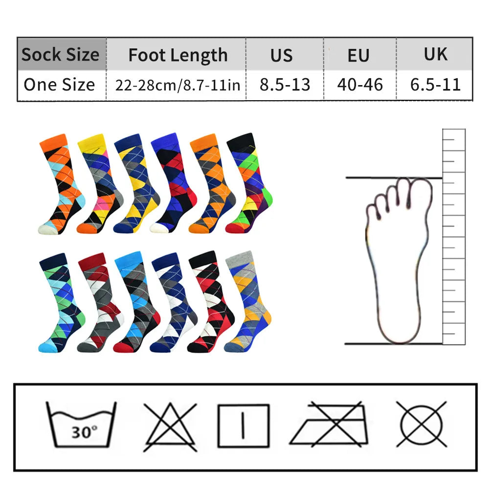 5Pack Men's Color Dress Casual Fashion Happy Socks Combed Cotton Socks Men Gifts