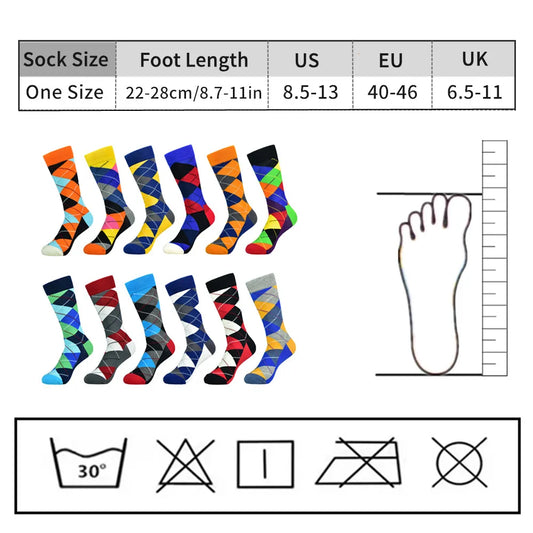 5Pack Men's Color Dress Casual Fashion Happy Socks Combed Cotton Socks Men Gifts