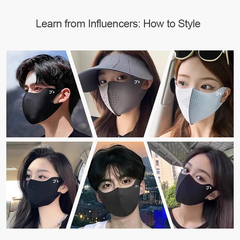 Cooling Mask for Women Men Ice Silk Driving Summer Face Cover Lightweight Washable Breathable Cycling Ice Silk Shopping Sun Mask