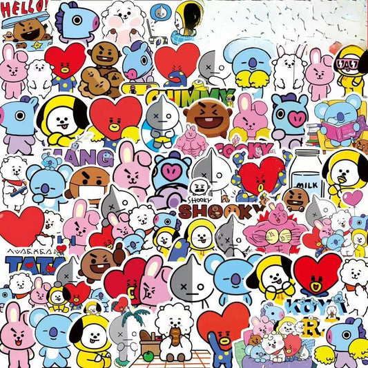 82PCS Kawaii BT21 Stickers Suitcases Laptops Cars Mobile Phones Refrigerators Waterproof Stickers COOKY KOYA TATA Anime Gift Toy