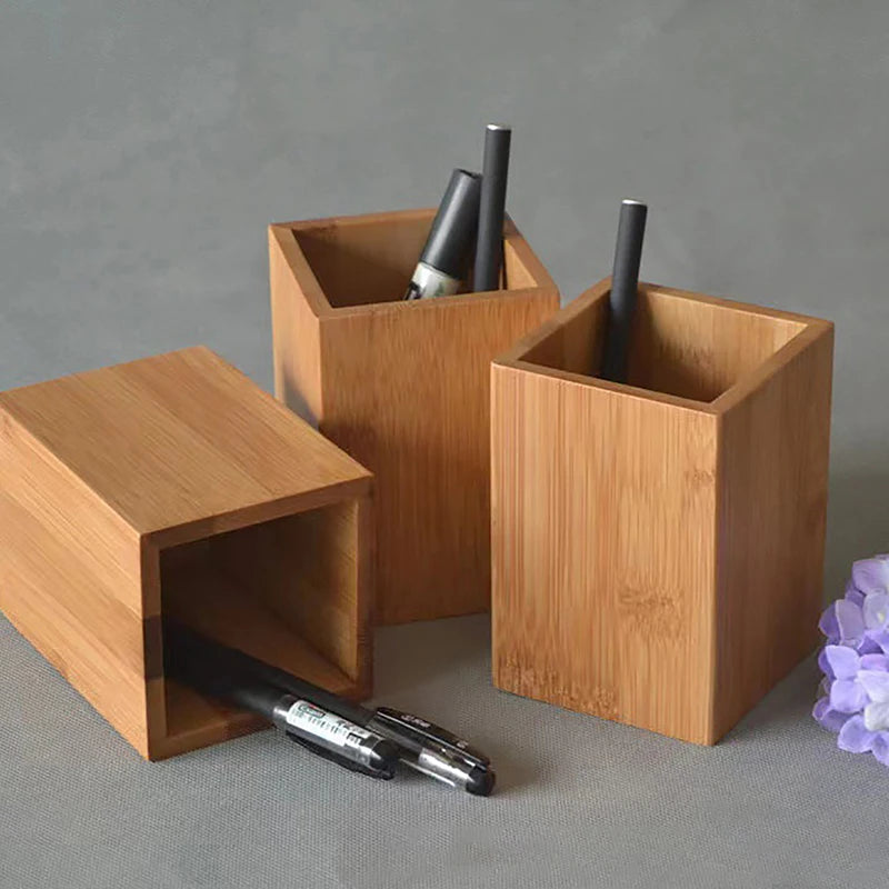 Desktop Storage Pencil Organizer Stationery Multifunctional Home Study Office Bamboo Pen Holders Desktop Organizer