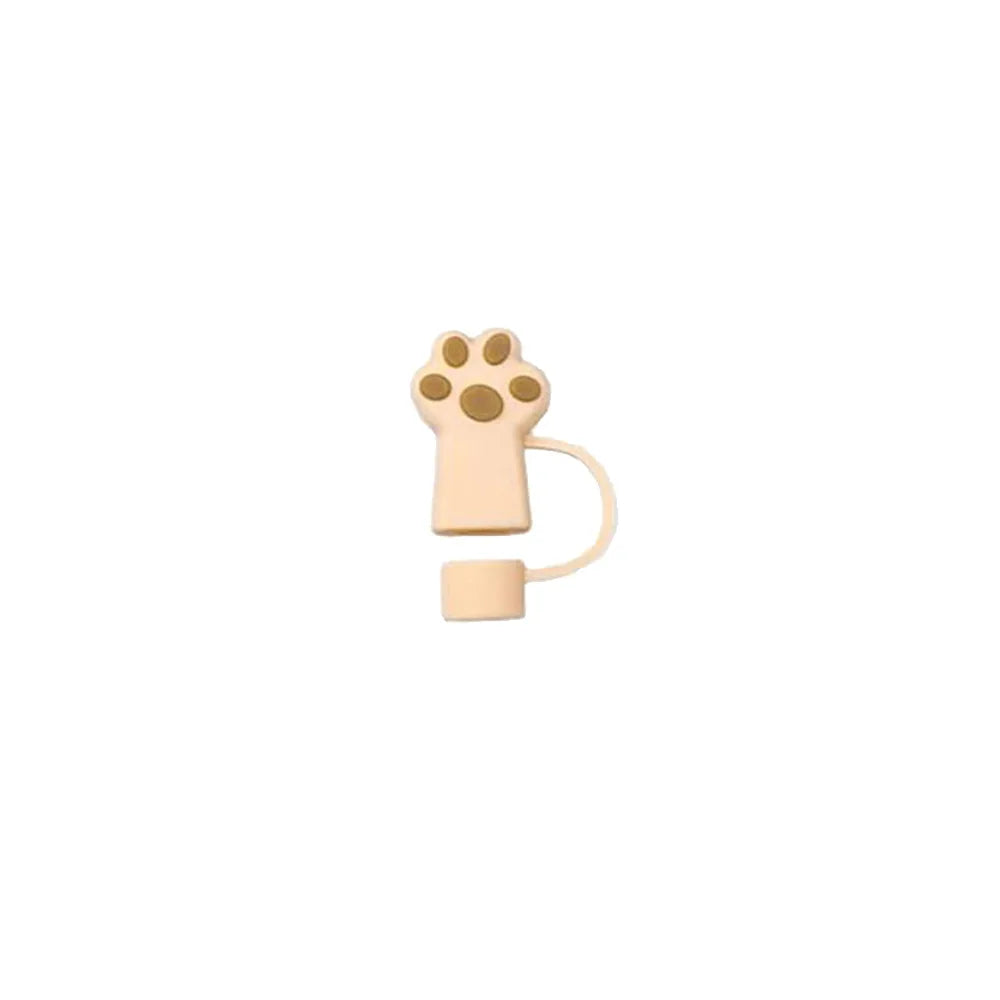 Cute Silicone Straw Toppers Cat Paw Straw Cover For Stanley 30/40oz Tumbler Cup Reusable Dust-Proof Spill-Proof Plug 10mm