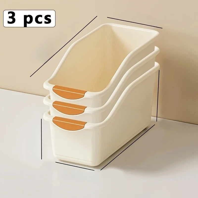 1/3pcs Multi-Functional Storage Box Set, Curved Space-Saving Design, Stackable Organizer Bins for Home Organization, Kitchen
