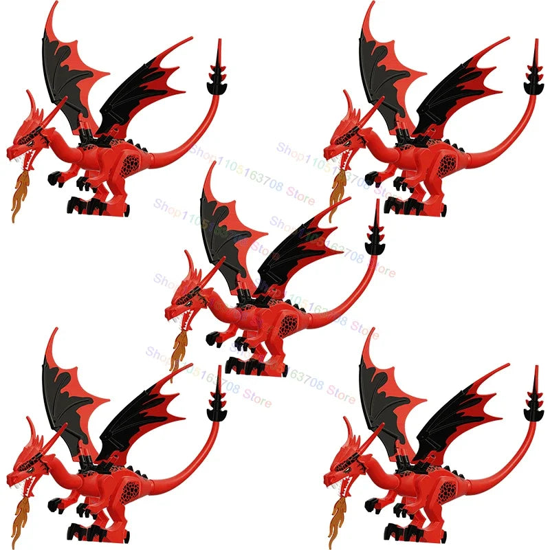 W1501 HOT Green Dragon Building Blocks Black Dragon fire wings Action Figures Models Accessory Puzzle Kids for Toys Gifts K2356