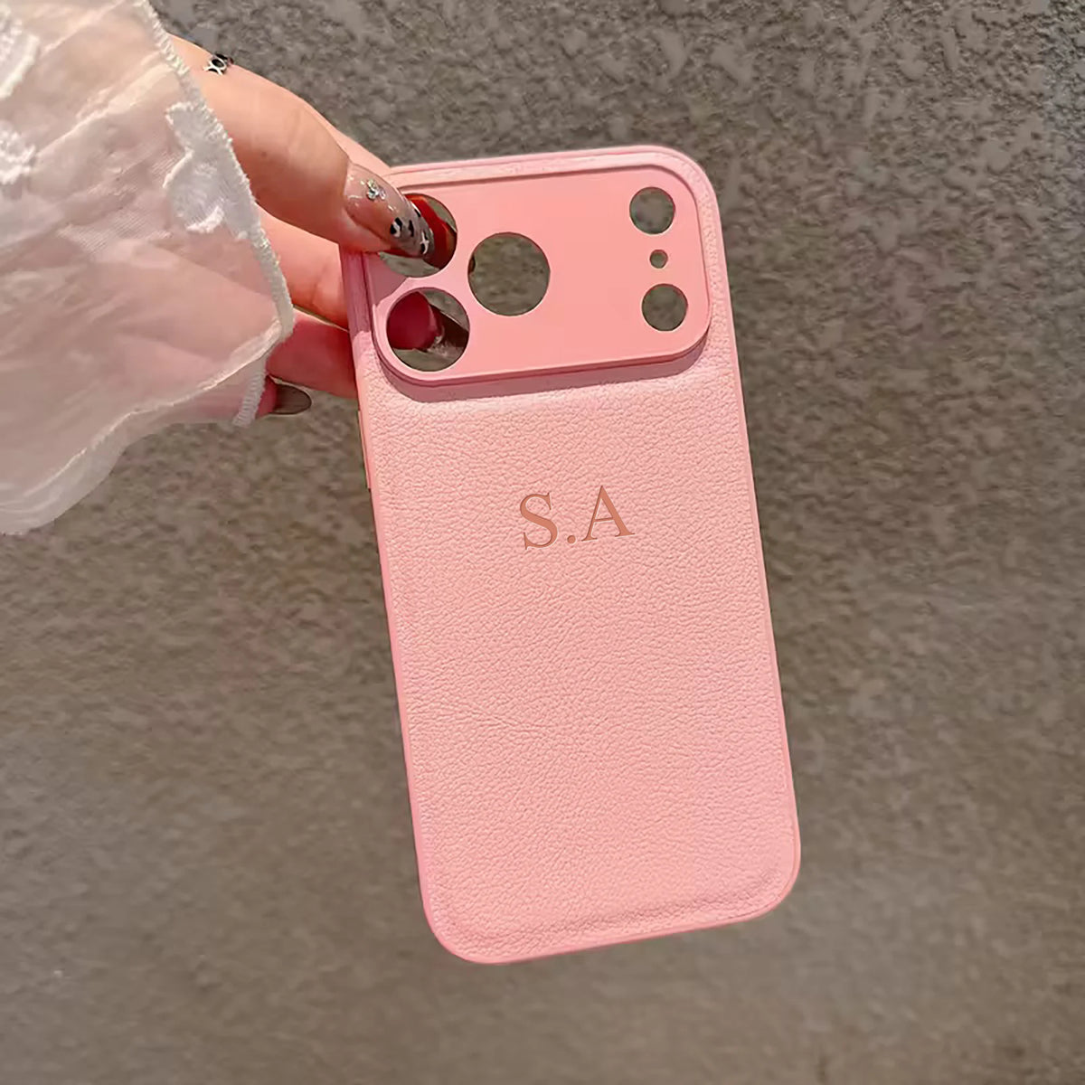 Personalized Luxury Customized Name 3D DIY Hot Engrave Faux Leather Phone Case For IPhone18 17 16 15 14 13 Pro Max Plus Air