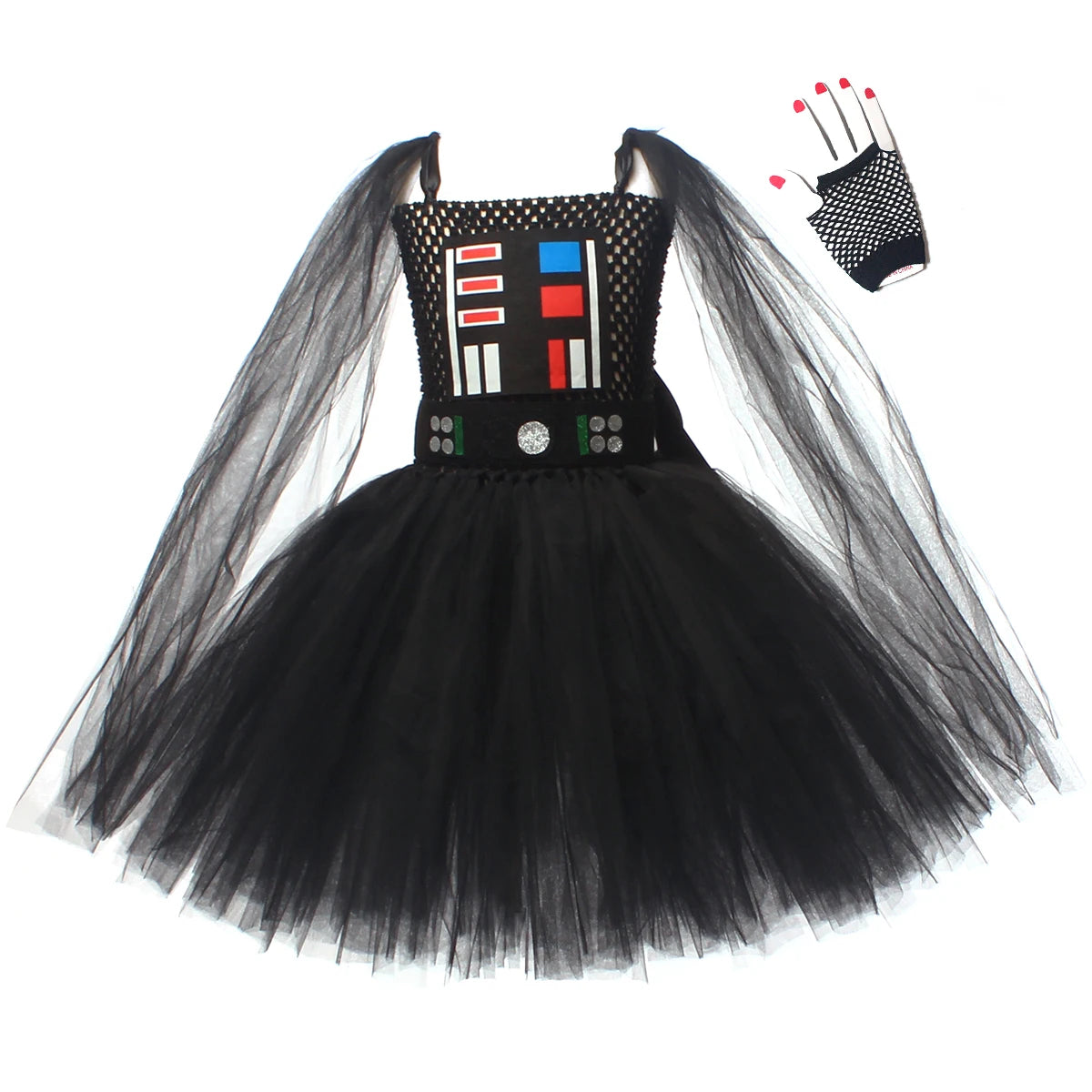 Girls Dark Star Villain Tutu Costume Dress Children Halloween Vader Outfit Kids Fancy Carnival Party Dress up Cosplay Clothes