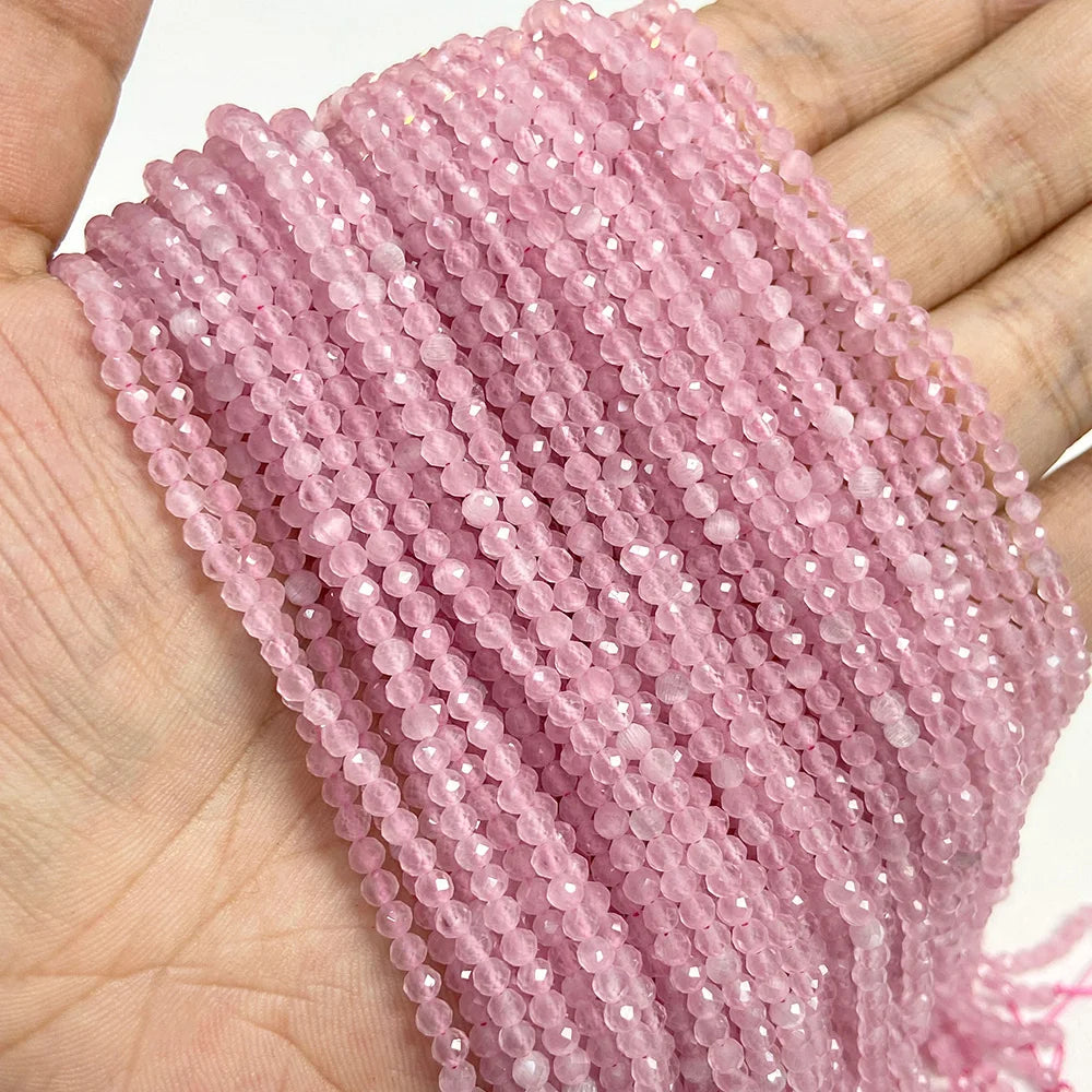 Natural Rose Pink Red Quartz Crystal Stone Beads 2 3 4mm Agates Chalcedony Morganite Rhodochrosite Gem Bead For Making Jewelry