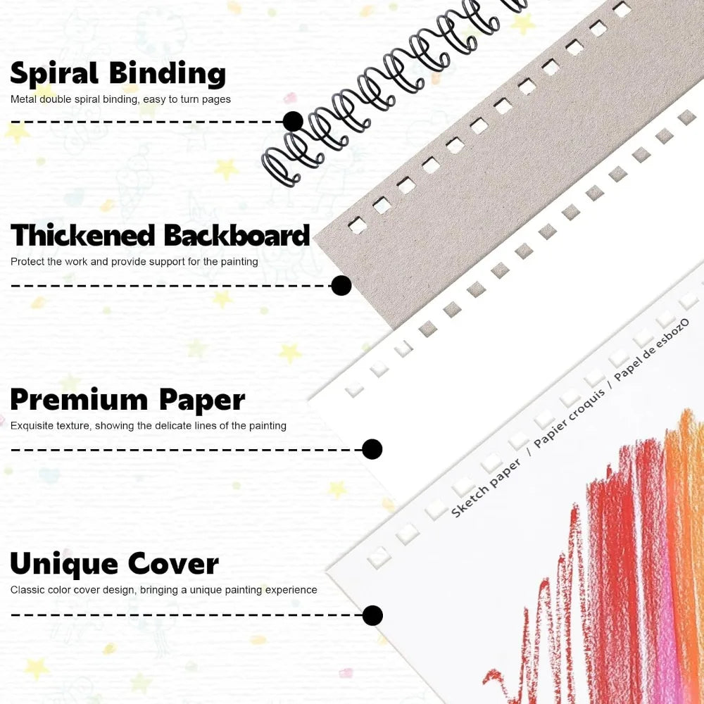 4 Pack Sketch Book, 9x12 Inch Spiral Bound Sketchpad, 68lb 100gsm Acid Free Drawing Paper for Kids Adults Beginners Artists, 30 Sheets Each
