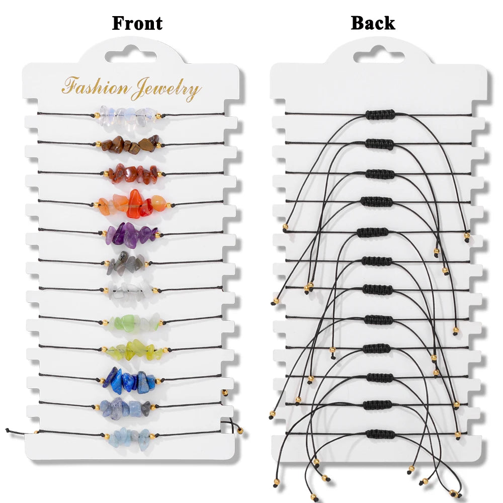 Wholesale 12pcs/set Bohemia Bracelet Set Colorful Natural Stone Crystal Seed Beads Evil Eye Braided Bracelets For Women Men