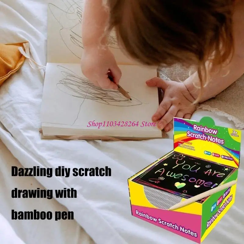 Scratch Notes, 100 Sheets with for Creative Expression Drawing Arts Scratch Notes Artwork for Kids Arts Craft