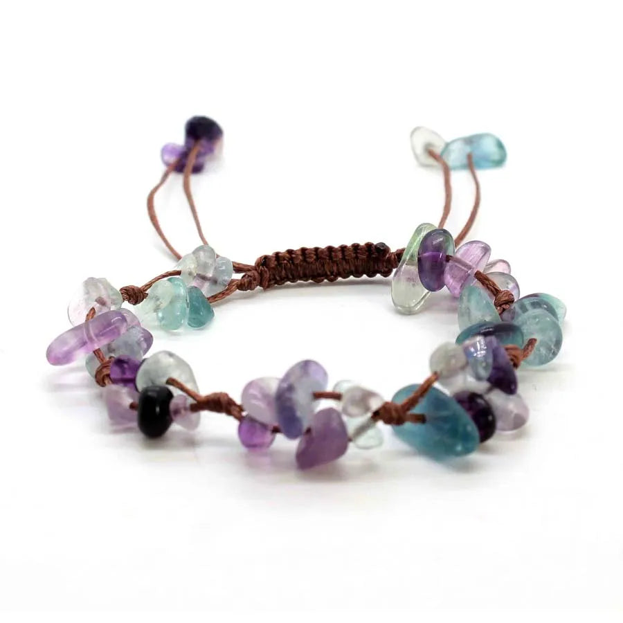 Macrame Crystal Chip Stone Braided Bracelets For Women Girls Natural Amethyst Quartz Gemetone Weave Adjustable Bracelet Jewelry
