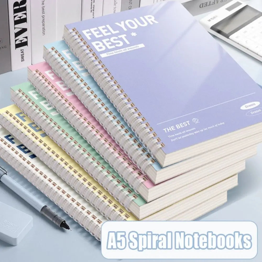 60Sheets/Book A5 Spiral Notebooks Color Horizontal Line Inner Pages Notepad Perforated Pages Diary Book School Office