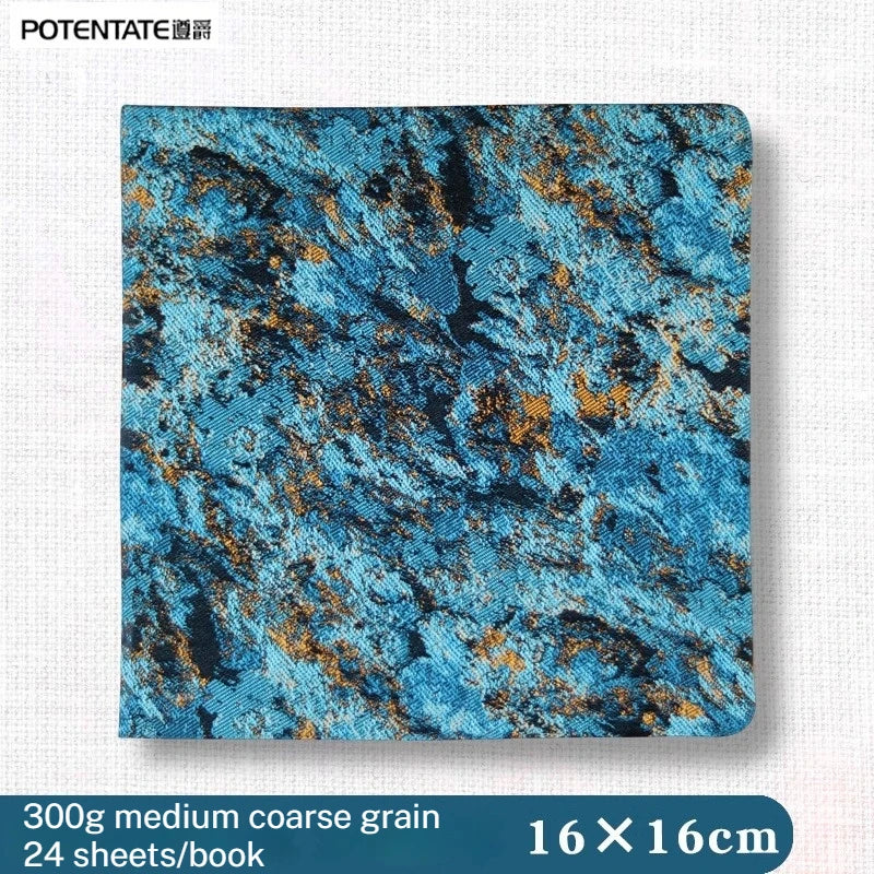 POTENTATE 100% Cotton Square Watercolor Paper Book 24 Sheets 300g Art Painting Drawing Paper Sketchbook Journal Drawing Notebook