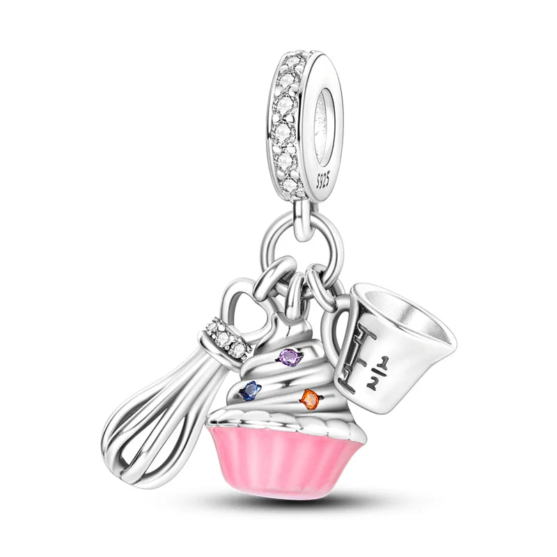 925 Silver Family Series Mother Daughter Splittable Heart Mom Charm Beads Fit Necklace Bracelet Mother's Day DIY Jewellery Gifts