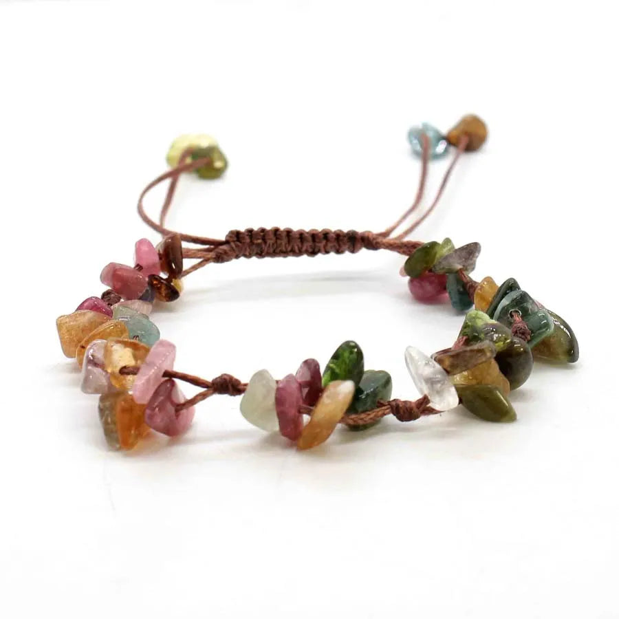 Macrame Crystal Chip Stone Braided Bracelets For Women Girls Natural Amethyst Quartz Gemetone Weave Adjustable Bracelet Jewelry