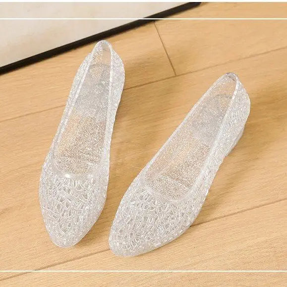 Crystal Glitter Sandals Women's Lightweight Jelly Shoes Thick Heels Anti-slip Soft Sole Summer Slip-on Shoes sandalias Mujer