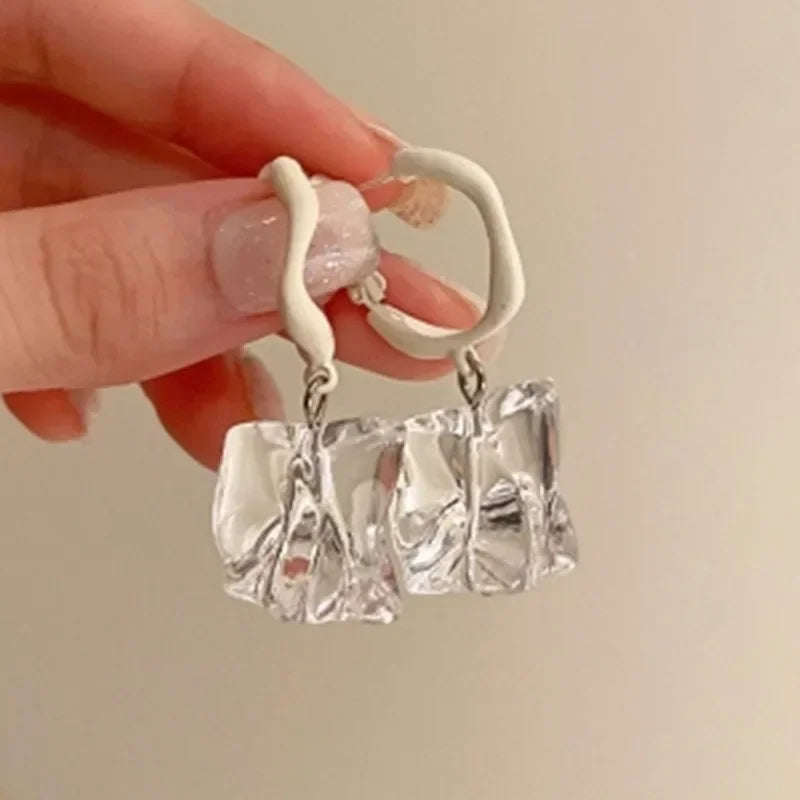 Korean Clear Geometric Pendientes Drop Earrings Transparent Irregular Acrylic Earrings for Women Trends Hanging Party Jewelry
