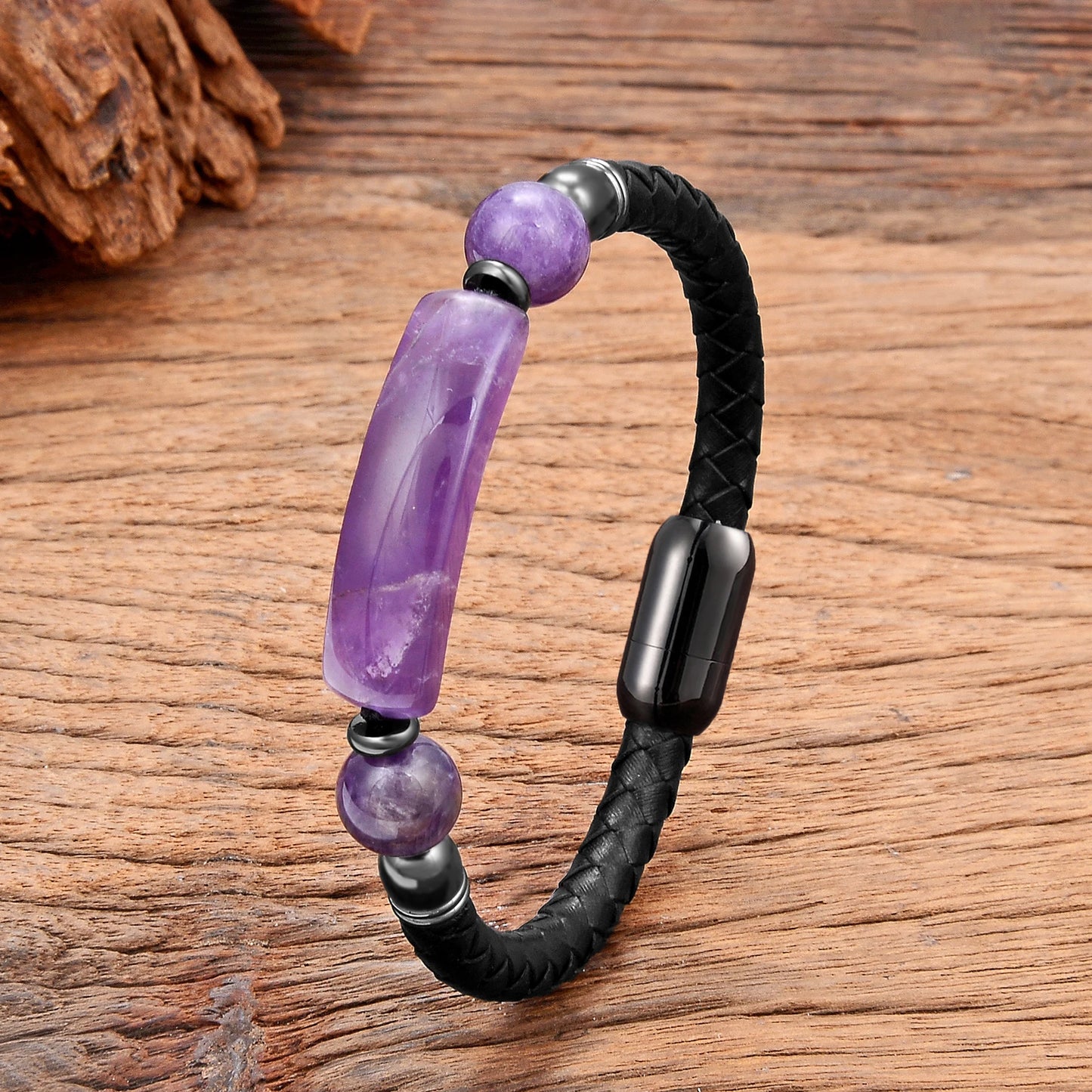4 Style Natural Purple Crystal Bracelet for Men Women Luxury Geometric Shape Amethysts Bracelet Lady Fashion Stone Jewelry Gifts