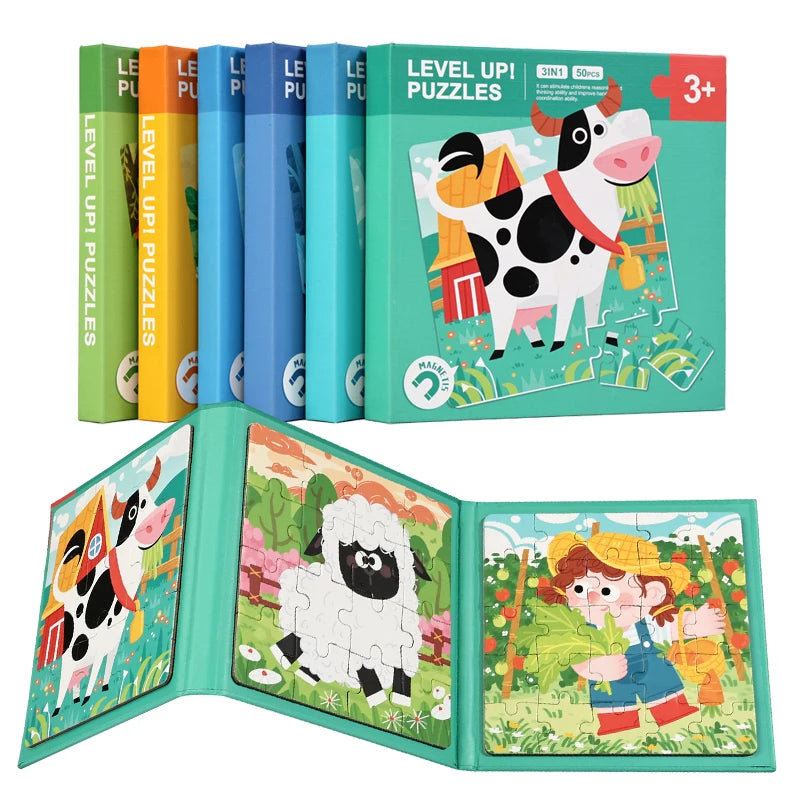 New Kids Magnetic Jigsaw Puzzle Game Baby Early Learning Animal Fruit Traffic Cognition Educational Toy Gift for Children