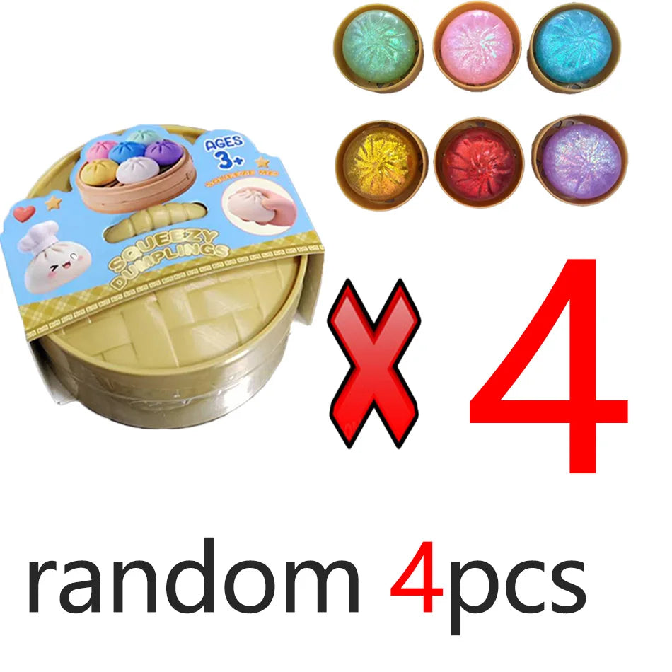 Dumpling Pressure Dumpling Squishies Cute Colorful Bun Toy Slow Rising Stress Relief Fidget Toy for Kids Adults Anti-Anxiety Gif