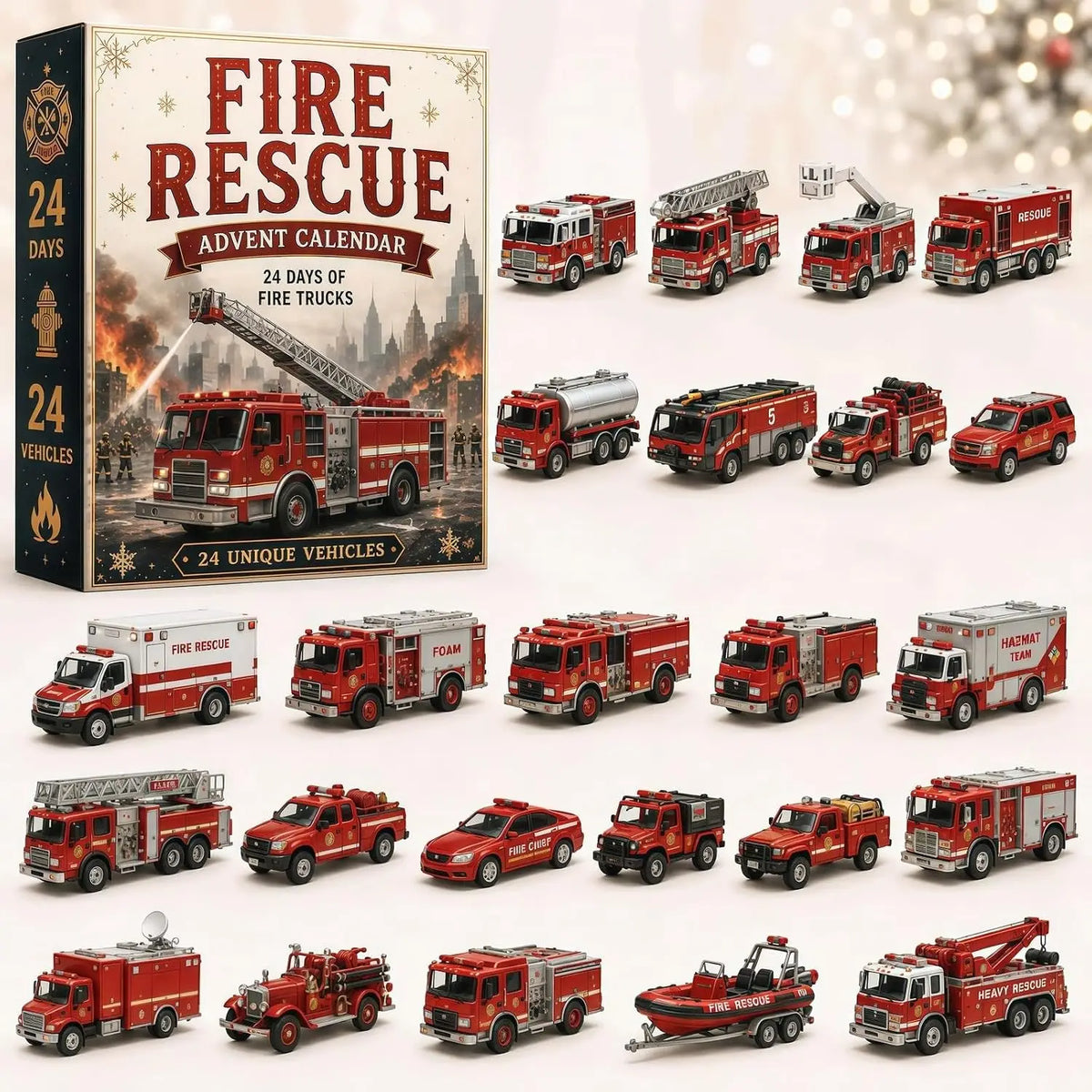 Fire Rescue Advent Calendar – 24-Day Countdown with Fire Truck Designs
