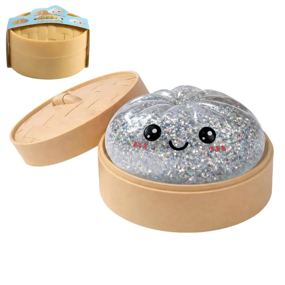 New Glitter Dumpling Glitter Dumpling Squishy with Box Dumplings Sensory Squeeze Toy for Stress Relief