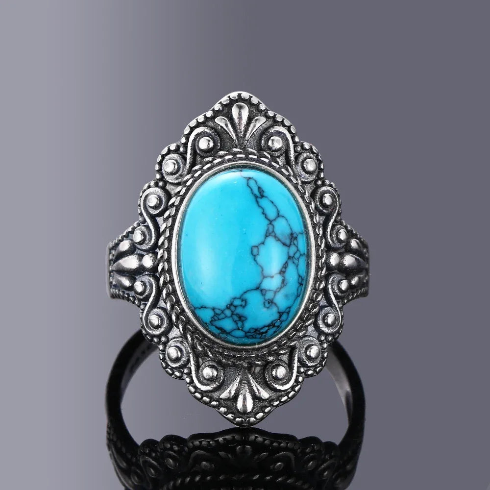S925 Silver Ring Oval Natural Black Onyx Rings Finger Ring Retro Black Labradorite Fine Jewelry Party For Women Men