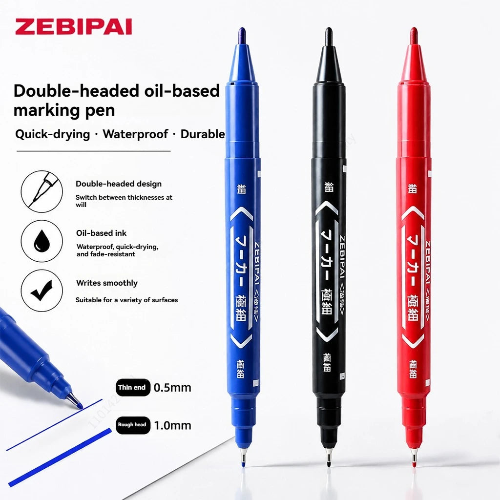 10Pcs/set Double Tip Art Black Blue ink Permanent Paint Marker Pen for Plastic Wood Stone Metal Glass Doodling Marking Graffiti