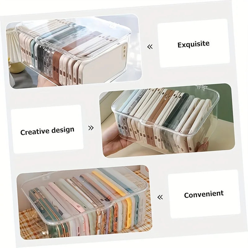 Acrylic Clear Storage Organizer Box - Clamshell Design for Home, Office Essentials with Multi-Purpose Stationery Organizers