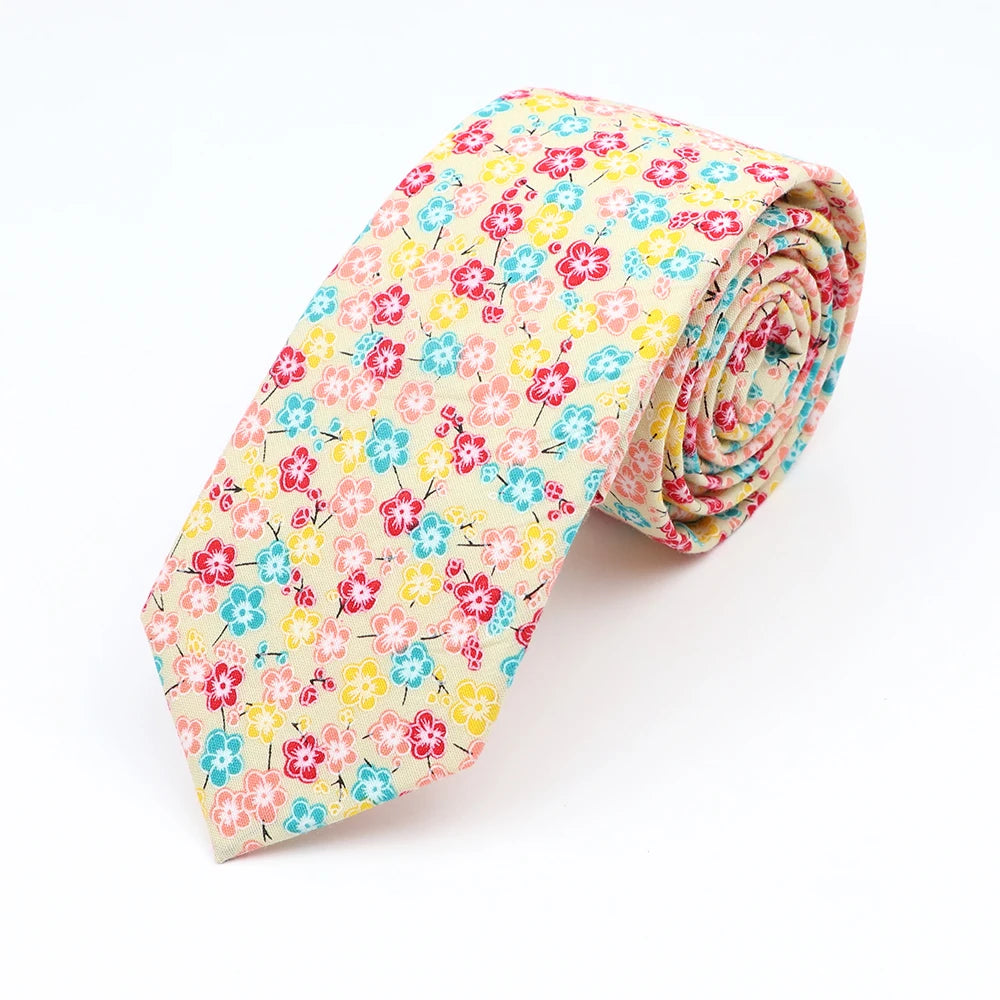 New Floral Elegant Tie For Men Women 100% Cotton Beautiful Flower Paisley Necktie Narrow Skinny Cravat Wedding Casual Corbatas