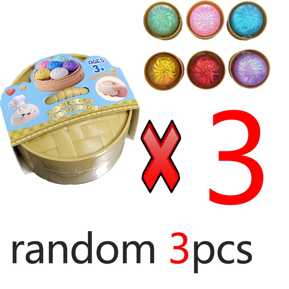 Dumpling Pressure Dumpling Squishies Cute Colorful Bun Toy Slow Rising Stress Relief Fidget Toy for Kids Adults Anti-Anxiety Gif