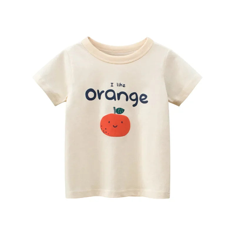 2-8T Heart Print Girls T Shirt Summer Toddler Kid Baby Clothes Short Sleeve Cotton Tshirt Childrens Cute Tee Top Infant Outfit