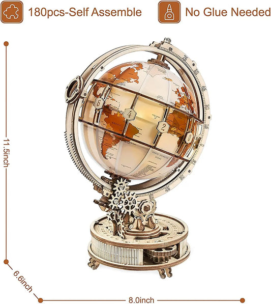 ROKR Glow-in-the-Dark Globe 3D Puzzle Set, Mechanical and Architectural Structure Puzzle Craft, Educational Toy Gift for Adults