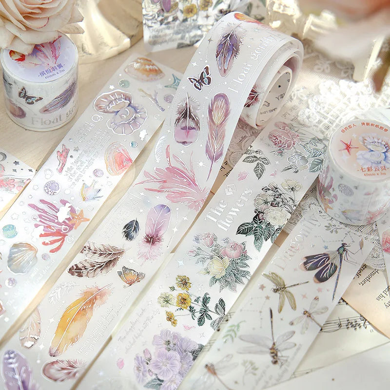 Art Hand Account Material Diy Sticker Tape Decoration Butterfly Mountain Forest Plant Flower Retro Washi Tape
