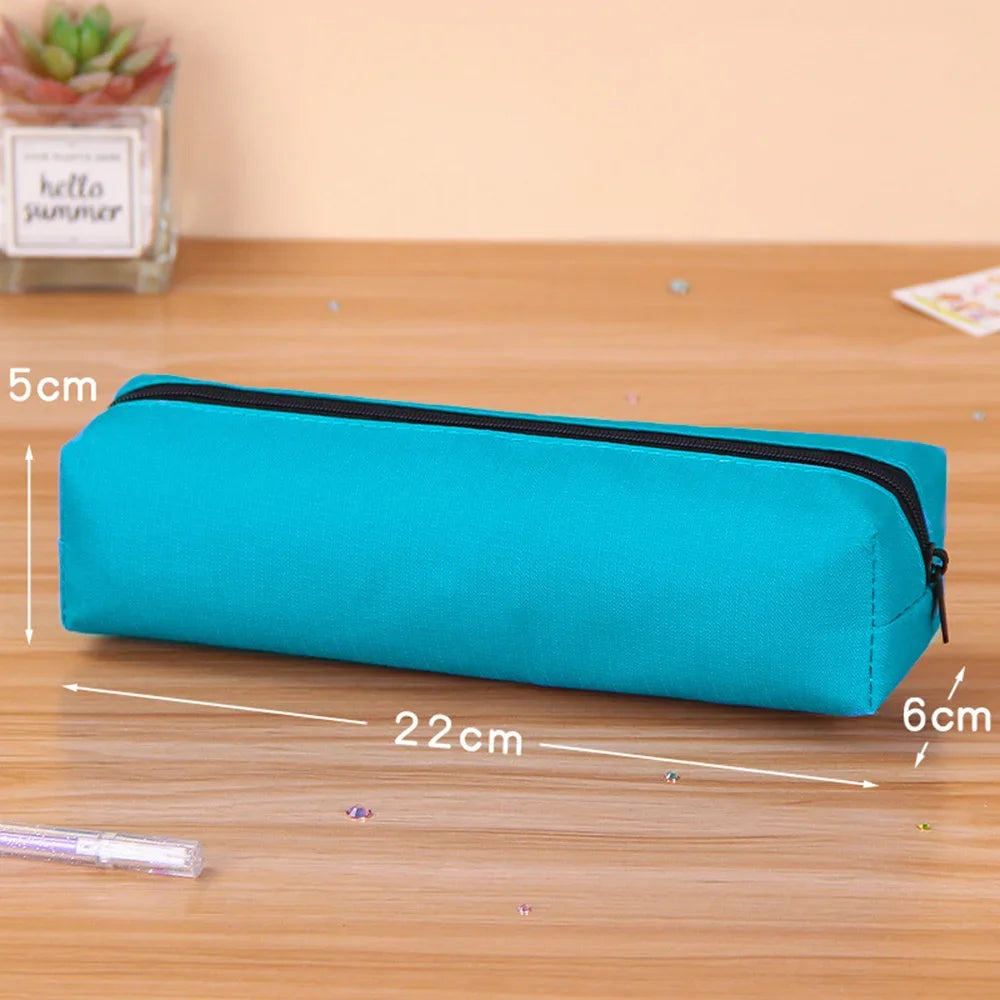 Solid Color Pencil Case Simple Pencil Bags For Student New Stationery School Supplies Kids Gift Zipper Big Cosmetic Bag