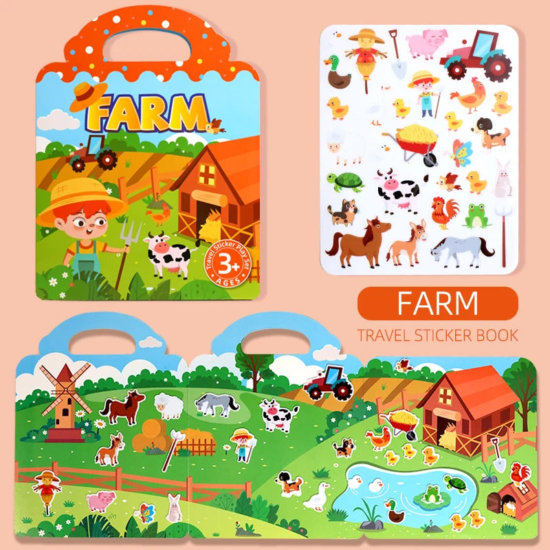 Jelly Sticker Book for Kids DIY Quiet Fun with Scene Stickers Reusable Paste Puzzle Book Educational Activity for Children