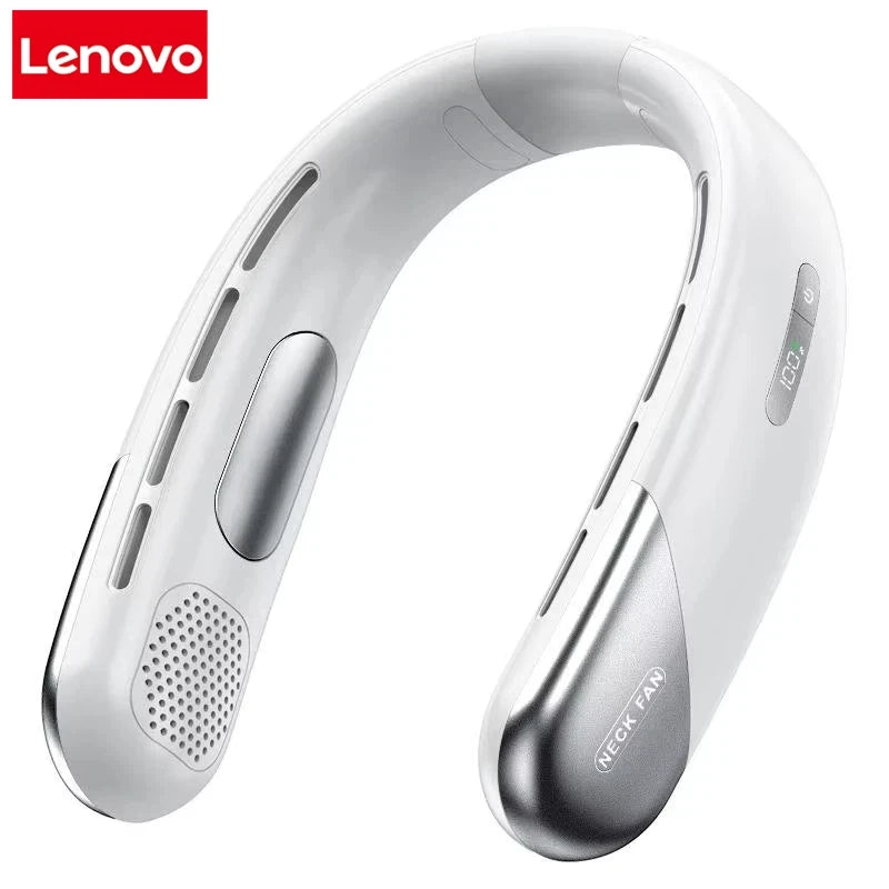 Lenovo Hands Free Neck Fan Portable USB Rechargeable Bladeless Cooling Fan Quiet Wearable Fan For Summer Travel Mini Long Endur