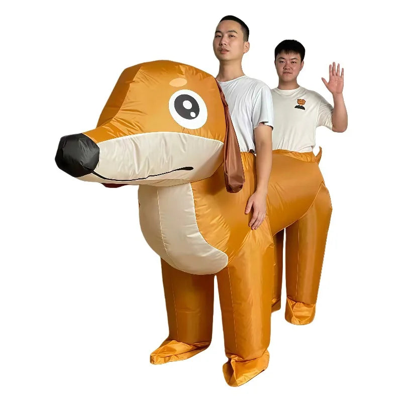 2 Person Inflatable Dachshund Costume Couple Fun Dog Cosplay Suit Carnival Easter Party Holiday Novel Sausage Dog Blow Up Outfit