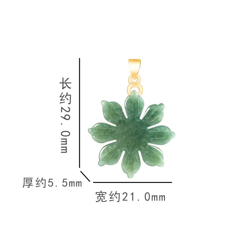 Natural A-grade Burma Jade Sunflower Charms S925 Silver Button Head Bean Seed Jadeite Pendant Women's Gift Jewelry Drop Shipping