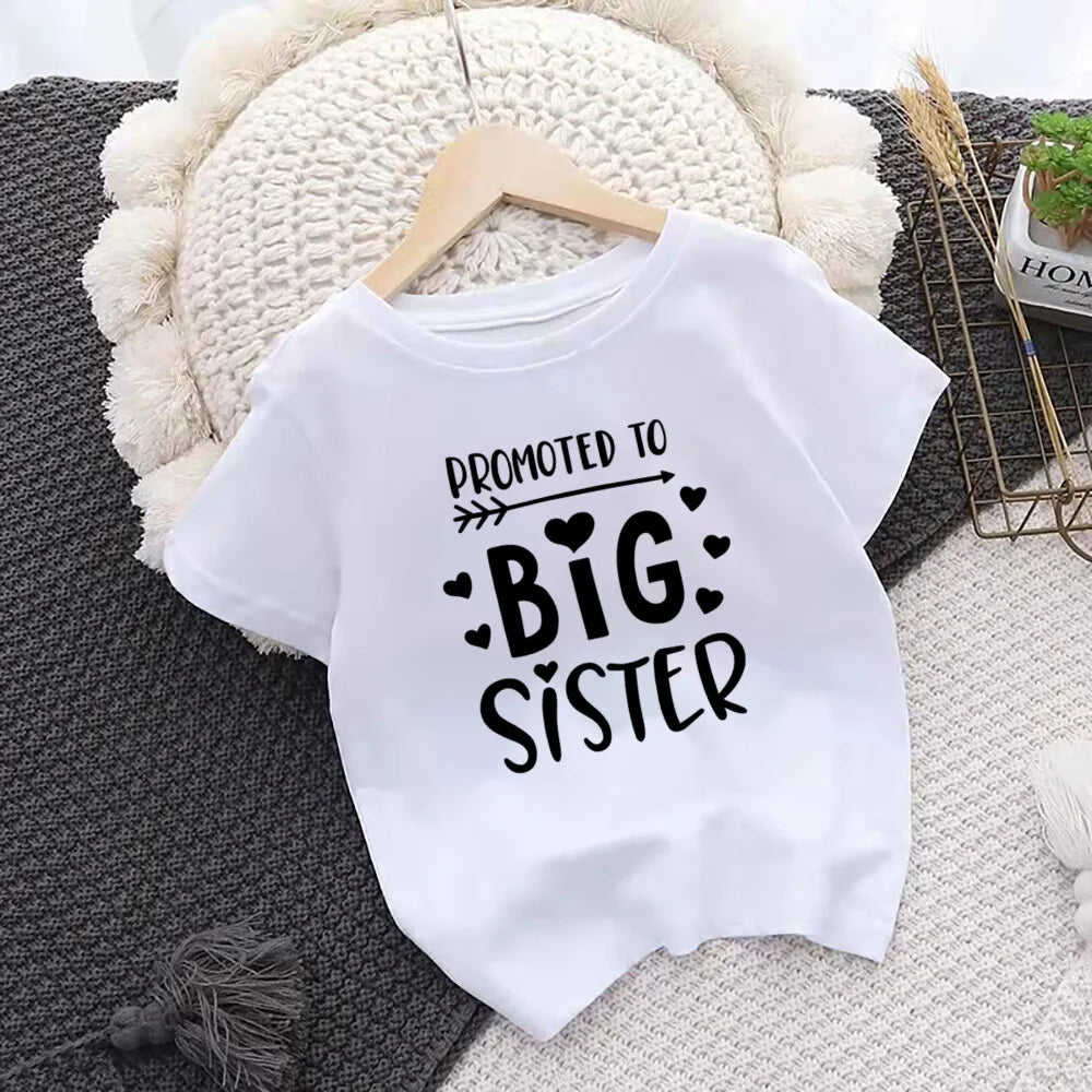 Promoted To Big Sister Kids T-Shirt Childrens T Shirt Baby Announcement Top Toddler Tshirt Summer Clothes Girls Short Sleeve Tee