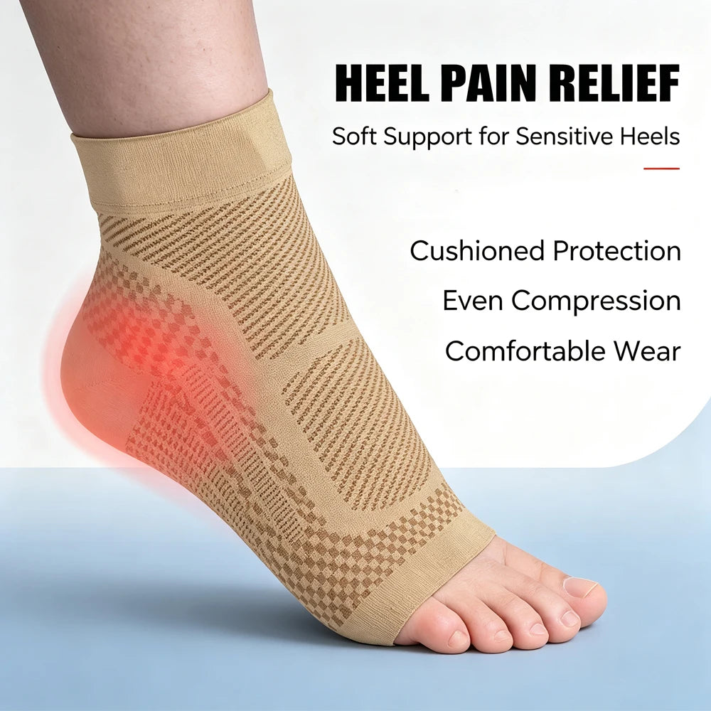 1Pair Ankle Brace Compression Sleeve - Plantar Fasciitis Sock,Foot Arch Support& Heel Spur Pain.Injury Recovery Braces for Sport