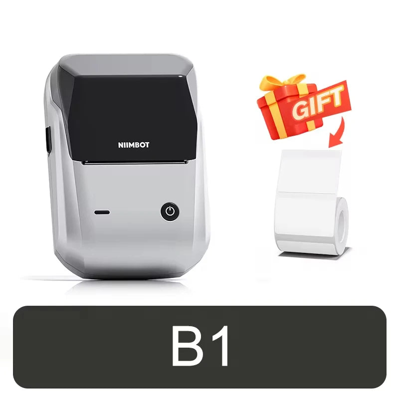 NIIMBOT B1 Portable Thermal Printer With Tapes 2 Inch Adhesive Label Machine Mini Bluetooth Sticker Maker Waterproof Labels Roll