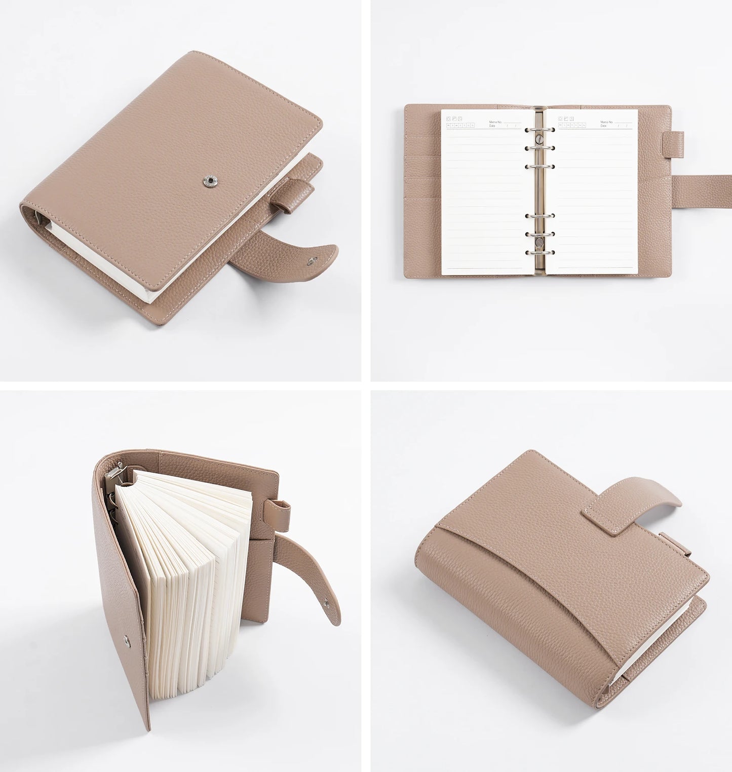 Moterm Personal Elite Rings Planner Without Back Pocket Pebbled Grain Leather Notebook Journal with 25mm Rings Organizer Cover